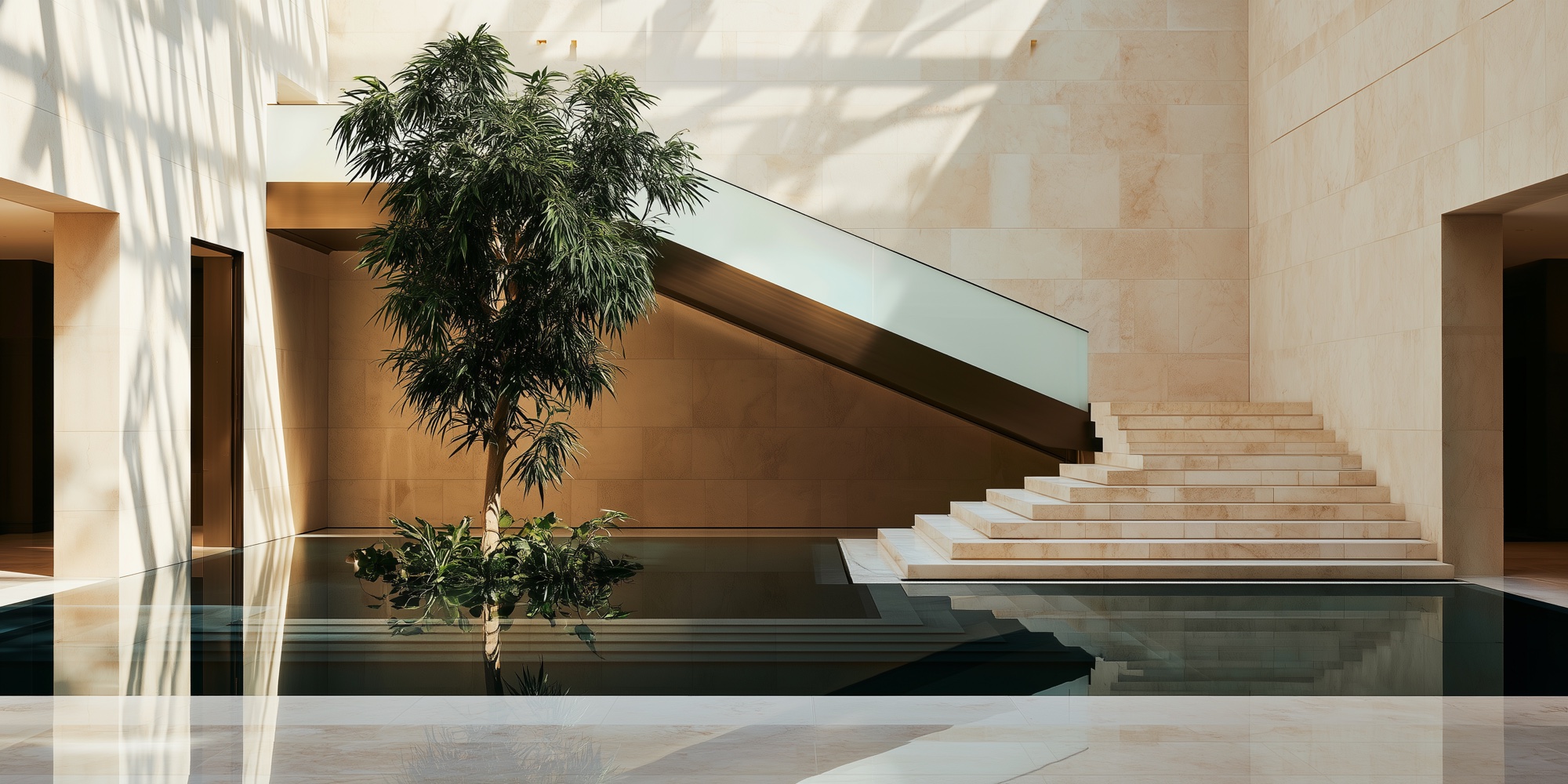 Minimalist clinic atrium